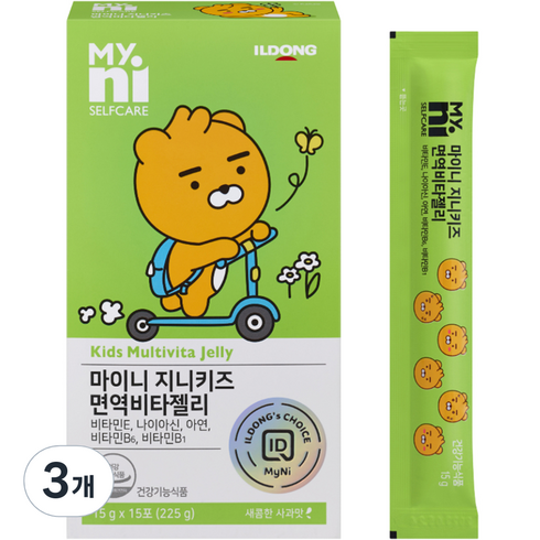 2023년 가성비 최고 마이니뽀얀 - 마이니 일동제약 지니키즈 면역 비타젤리 15p, 225g, 3개