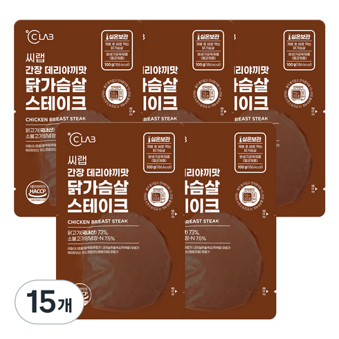 씨랩실온닭가슴살 - 씨랩 간장 데리야끼맛 닭가슴살 스테이크, 100g, 15개