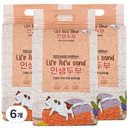 고양이 인생두부 두부모래 오리지널, 10L, 6개, 무향