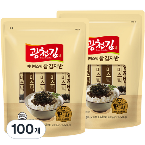 김자반 스틱 - 광천김 참 미니미스틱 김자반, 100개, 7g