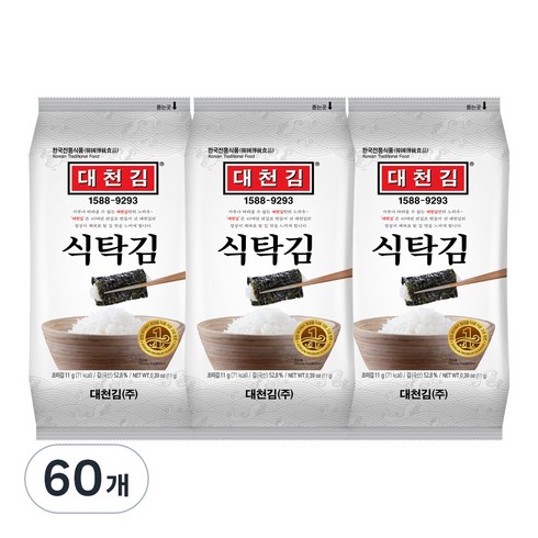 대천김 미니 식탁김, 11g, 60개