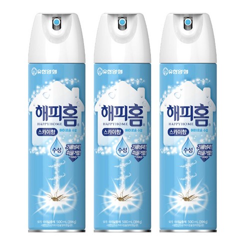 해피홈 에어로솔 수성 모기퇴치제 스카이향, 3개, 500ml