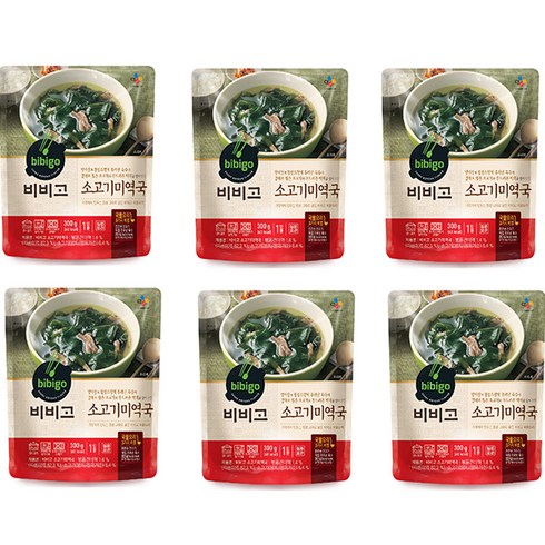 비비고 소고기 미역국, 300g, 6개
