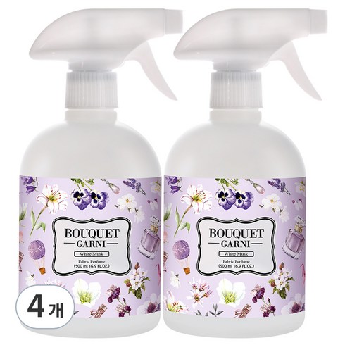 부케가르니 섬유탈취제 화이트 머스크, 500ml, 4개