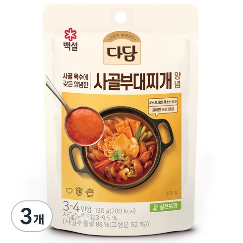 부대찌개양념 - 다담 사골부대 찌개양념, 130g, 3개