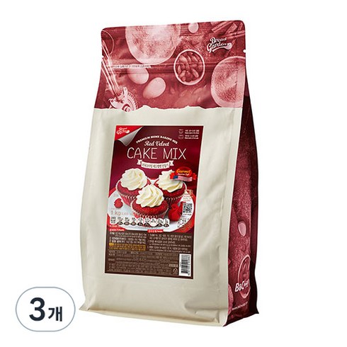 브레드가든 부드러운 레드벨벳 머핀믹스, 1kg, 3개