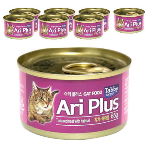 테비토퍼 아리플러스 고양이 간식캔, 참치 + 헤어볼 혼합맛, 85g, 8개