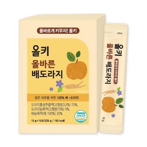 아주약품 올키 올바른 배도라지 건강즙 배맛, 15g, 15개입