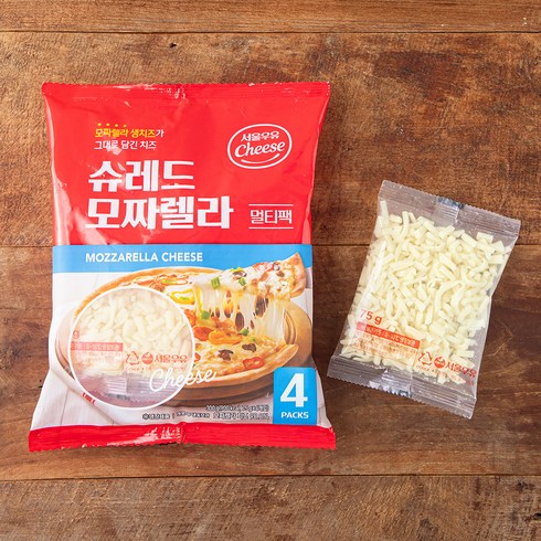 모짜렐라자연치즈 - 서울우유 멀티팩 모짜렐라 피자치즈, 300g, 1개