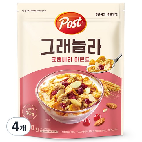 포스트 그래놀라 크랜베리 아몬드 시리얼, 570g, 4개