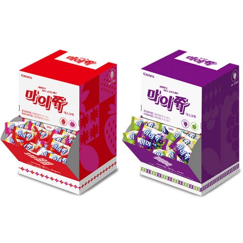 크라운 마이쮸 데스크팩 딸기 복숭아 356g + 포도 사과 356g 세트, 1세트