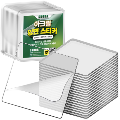 스코라 초강력 투명 접착 아크릴 양면 스티커 사각형 50 x 50 mm, 20개, 50mm x 50mm