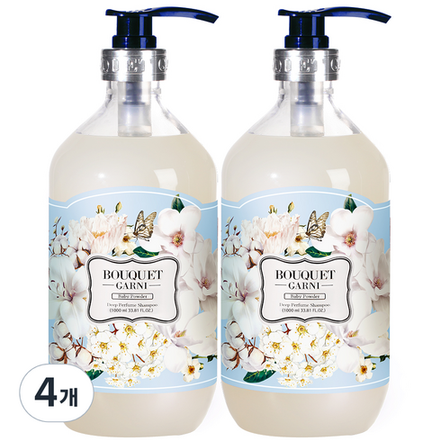 부케가르니 딥퍼퓸 샴푸 베이비파우더, 1000ml, 4개