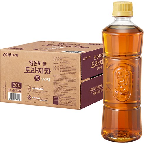 맑은하늘도라지차 무라벨, 500ml, 20개