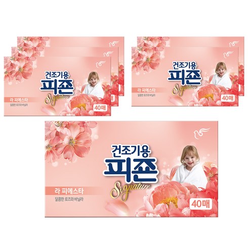 피죤 리치퍼퓸 시그니처 건조기용 시트형 섬유유연제 라 피에스타 본품, 6개, 40매