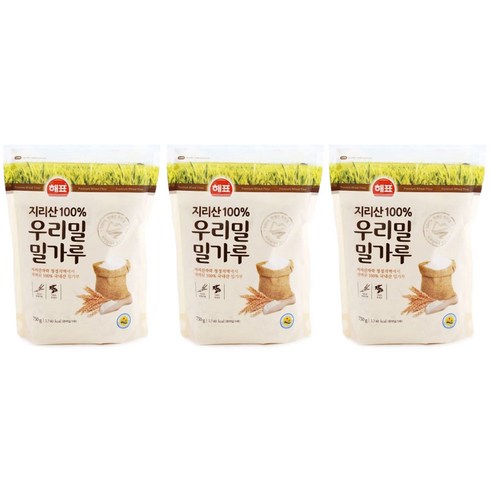 해표 지리산 100% 우리밀 밀가루, 750g, 3개