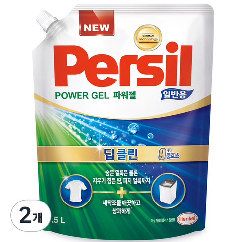 퍼실딥클린 - 퍼실 딥클린 파워젤 일반용 액상세제 리필, 1.5L, 2개