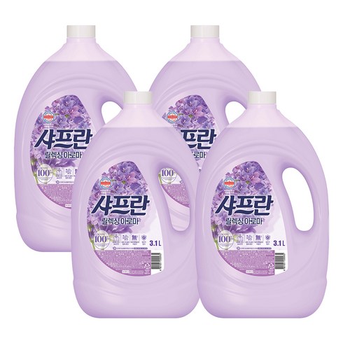 샤프란 섬유유연제 릴렉싱아로마, 3.1L, 4개