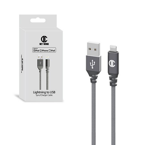 디씨네트워크 MFI USB 라이트닝 8핀 고속충전 아이폰 케이블, 다크그레이, 1.2m, 1개