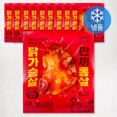 한끼통살 통살 닭가슴살 핫양념치킨맛 (냉동), 100g, 10개