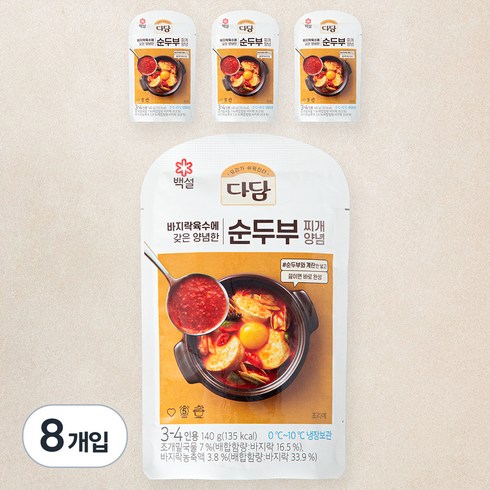 순두부찌개양념 - 다담 순두부찌개 양념, 140g, 8개입