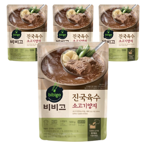 비비고 소고기양지육수, 500g, 4개