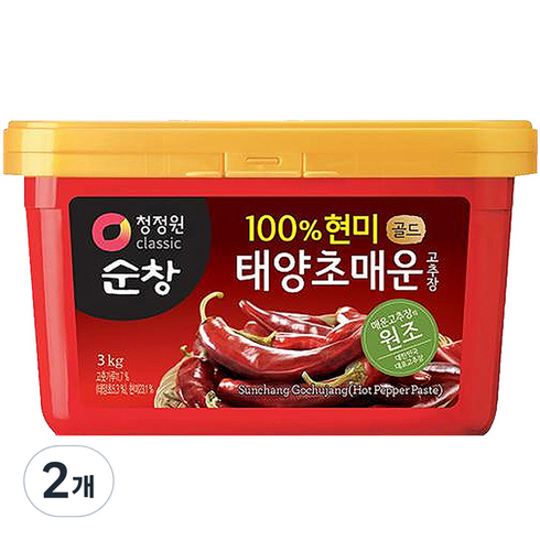 청정원순창 태양초 매운 고추장, 3kg, 2개