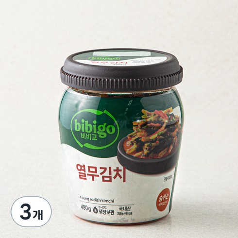 비비고 열무 단지 김치, 480g, 3개