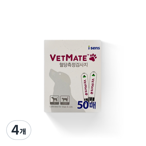 vetmate - 아이센스 벳메이트 혈당시험지, 50개입, 4개