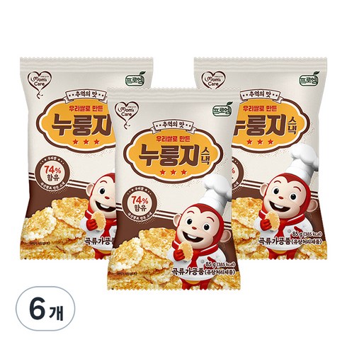 우리쌀로만든 누룽지스낵, 85g, 6개