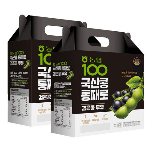 농협 100 국산콩 통째로 검은콩 두유, 190ml, 32개