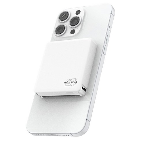 미니플러그 맥세이프 미니 고속 무선 보조배터리 5000mAh, 화이트, MiniMag-E50A