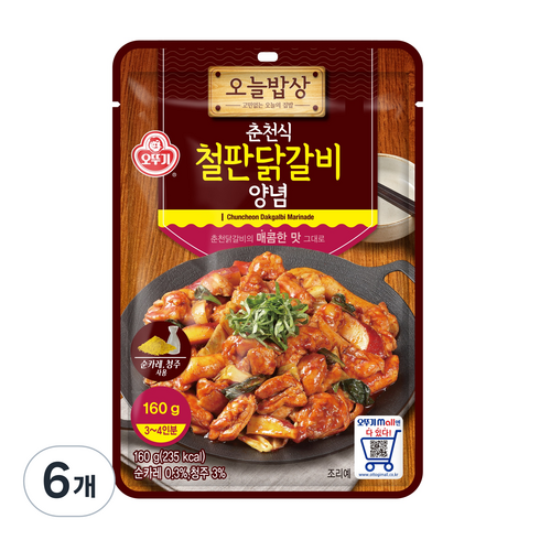 닭갈비소스 - 오뚜기 오늘밥상 춘천식 철판닭갈비 양념, 160g, 6개