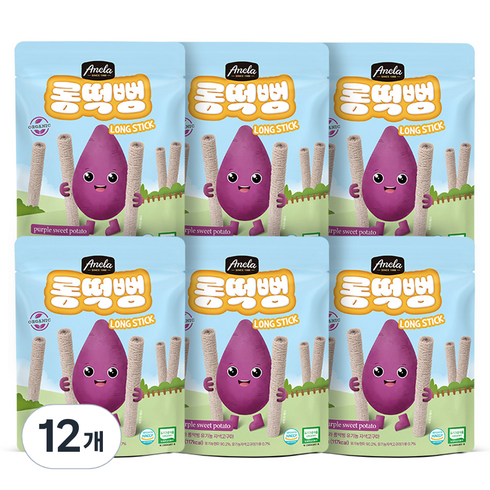 아넬라 유기농 롱떡뻥, 자색고구마, 30g, 12개