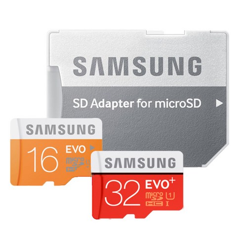 삼성전자 마이크로SD 메모리카드 MB-MC32D/KR + MB-MP16D/KR +SD어댑터 세트, 삼성 MicroSD EVO 플러스 32GB 메모리카드 MB-MC32D/KR + 삼성전자 MicroSD EVO 16GB 메모리카드 MB-MP16D/KR +SD어댑터, 1세트, 1개