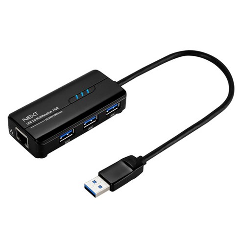 넥스트 외장형 기가랜카드 + USB3.0 3Port 허브 콤보 NEXT-UH303LAN, 혼합색상