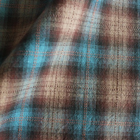 르우홈 아즈미B 선염체크 패브릭원단, 블루