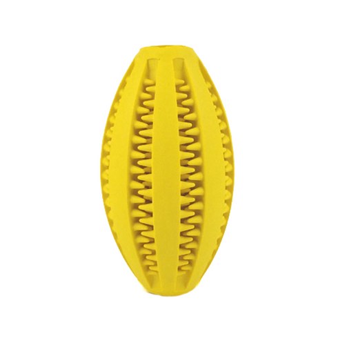 AnTs 반려동물 천연고무 간식 장난감 볼 타원형, 옐로우, 1개