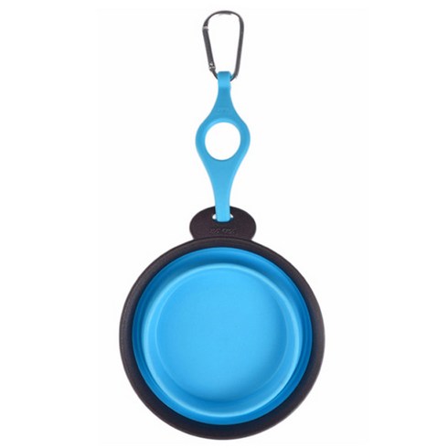 AnTs 반려동물 카라비너 실리콘 휴대용 그릇 set L, 블루, 1개