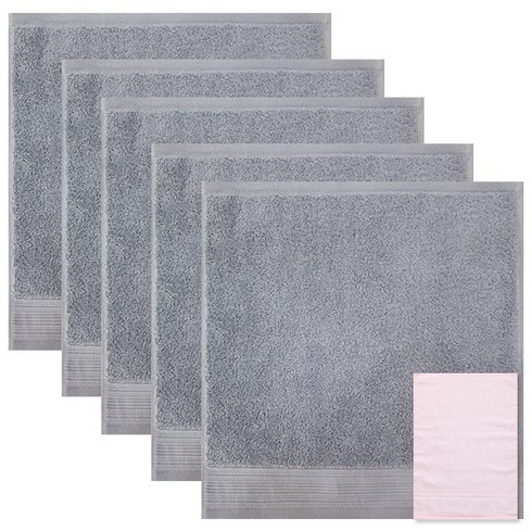 송월타월 호텔컬렉션클래식미니 5p + 칼라행주 분홍, 연회색, 1세트