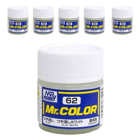 GSI Mr COLOR 군제 프라모델 락카 병 C-062 6p, 062 FLAT WHITE 무광, 10ml, 6개