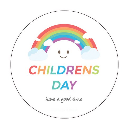 도나앤데코 스마일 레인보우 children's day 5cm원형 스티커, 혼합 색상, 60개입