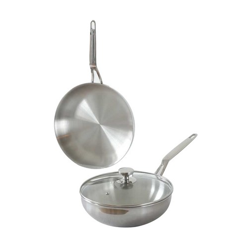 핀일로 참쿡 통5중 포스코304 클린스텐 프라이팬 2종 세트 인덕션 IH, 프라이팬 28cm + 궁중팬 28cm + 뚜껑 28cm