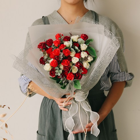 아스파시아 프레시어스 자나장미 50송이 비누꽃다발, 레드
