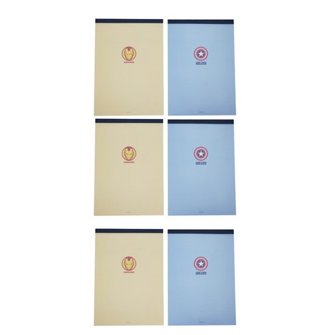 마블 PP 노트패드 B5 2종 세트, 파랑, 노랑, 3세트