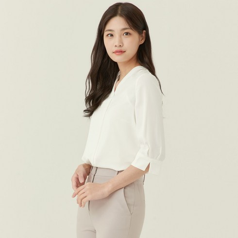 로엠 기본 V넥 블라우스