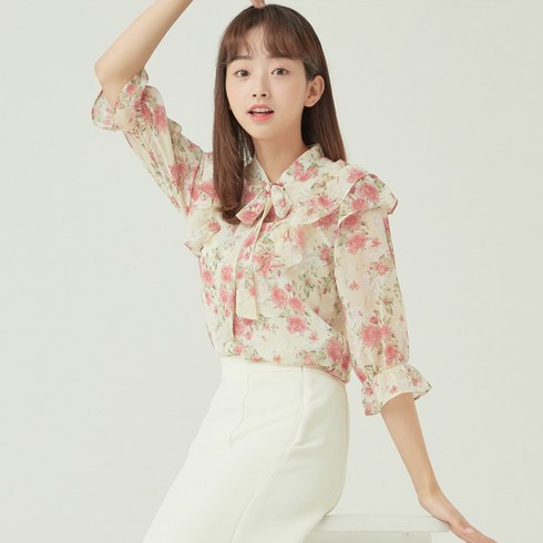 로엠 장미나염 블라우스 5부