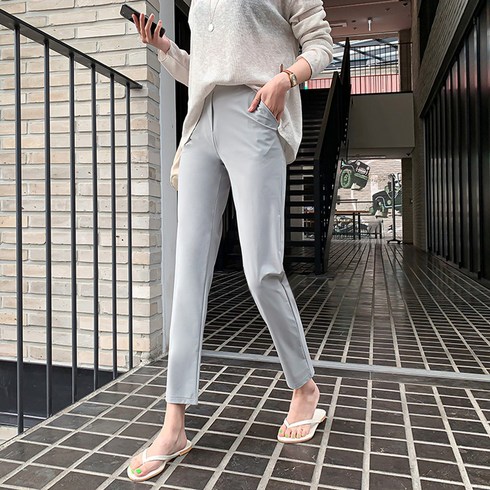 요즘에 여성용 아이스 쿨링 슬림일자 빅사이즈 밴딩 팬츠