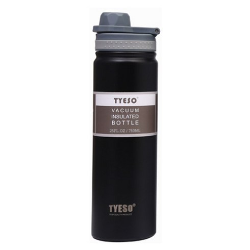 TYESO 진공단열 스포츠 보틀 텀블러, 블랙, 750ml