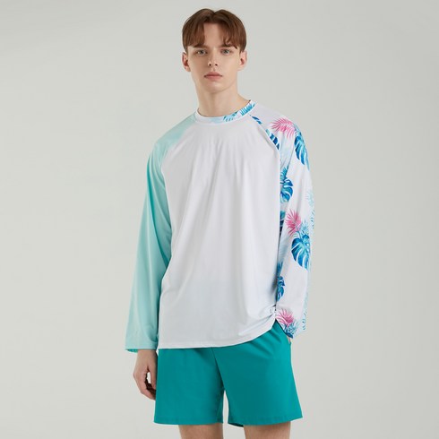 에이치머스 남성용 보라카이 오버핏 긴팔 래쉬가드, 혼합색상